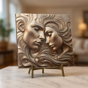 Gesmolten Brons Metallic Fluid Swirl Lovers Art Tegeltje