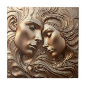 Gesmolten Brons Metallic Fluid Swirl Lovers Art Tegeltje (Voorkant)