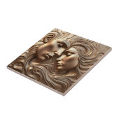 Gesmolten Brons Metallic Fluid Swirl Lovers Art Tegeltje (Zijkant)