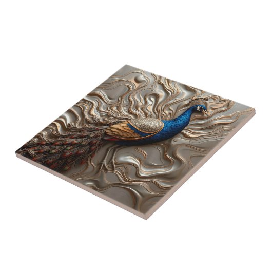 Gesmolten Brons Metallic  Majestic Peacock Tegeltje (Zijkant)