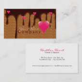 gesmolten chocolade met roze harten visitekaartje (Voorkant / Achterkant)