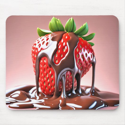 Gesmolten chocolade op aardbei muismat (Voorkant)
