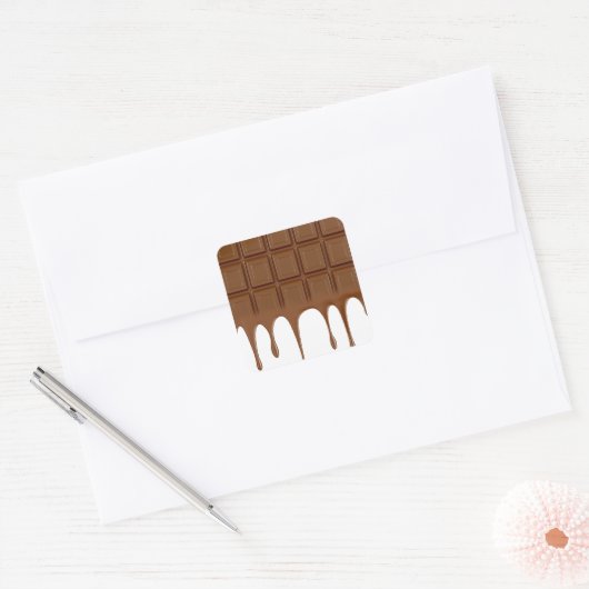 Gesmolten chocoladebar vierkante sticker (Envelop)