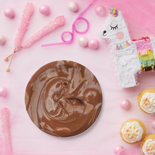 Gesmolten chocoladetextuur papieren bordje (Feest)