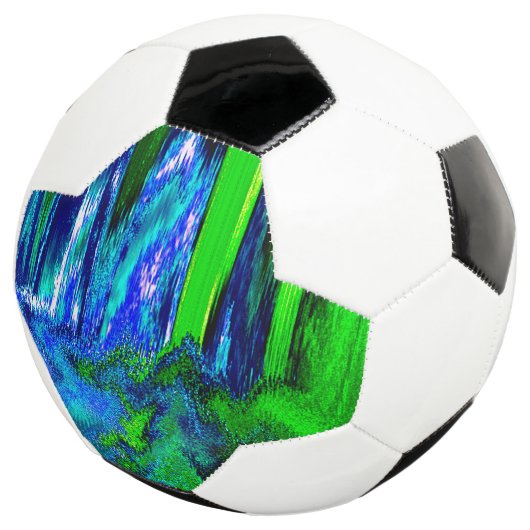 Gesmolten glitch (blauw en groen) voetbal (Drie kwart)