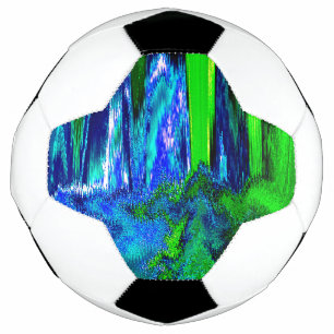 Gesmolten glitch (blauw en groen) voetbal