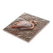 Gesmolten Goud Koper en Zilver Sierlijke Flamingo Tegeltje (Zijkant)