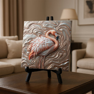 Gesmolten Goud Koper en Zilver Sierlijke Flamingo Tegeltje