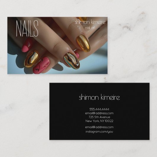 Gesmolten Goud Modieuze Nagelkunst  Visitekaartje (Voorkant / Achterkant)