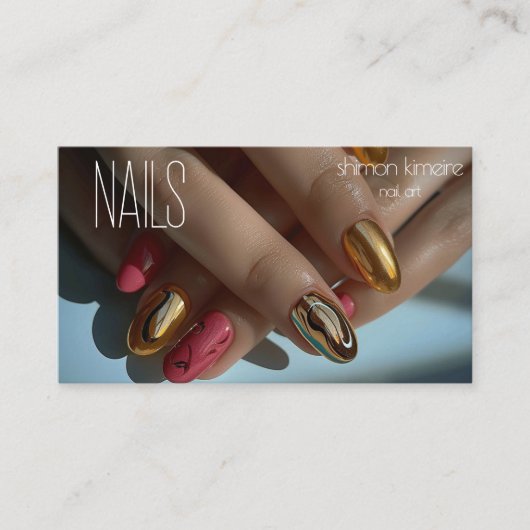 Gesmolten Goud Modieuze Nagelkunst  Visitekaartje (Voorkant)