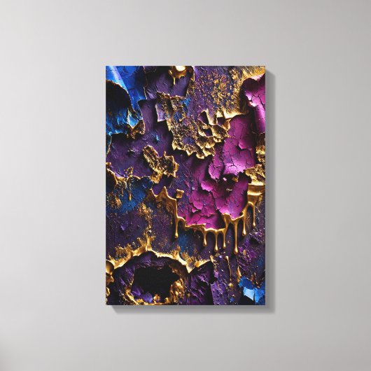 Gesmolten Goud Verval - Verticale 3D Abstracte Afs Canvas Afdruk (Voorkant)