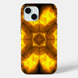 Gesmolten Gouden Zonne FRACTALE Kunst iPhone 15 Case
