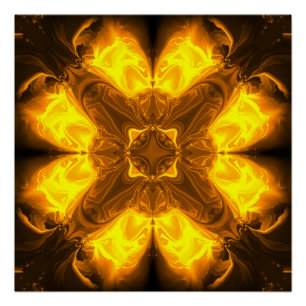 Gesmolten Gouden Zonne FRACTALE Kunst Perfect Poster