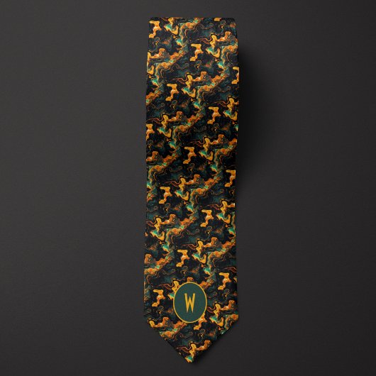 Gesmolten groen goud Abstract Stropdas