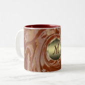 Gesmolten hete chocolade cacao fudge swirl dessert tweekleurige koffiemok (Voorkant links)