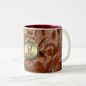 Gesmolten hete chocolade cacao fudge swirl dessert tweekleurige koffiemok (Voorkant rechts)
