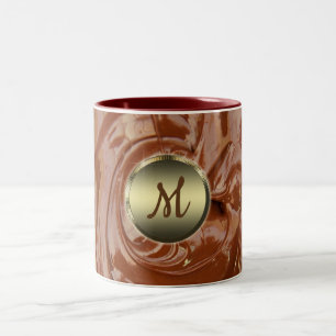 Gesmolten hete chocolade cacao fudge swirl dessert tweekleurige koffiemok