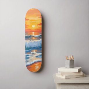 Gesmolten Horizon   Oceaan Golven Zonsondergang Aq Persoonlijk Skateboard