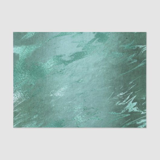 Gesmolten Jade | Smaragdgroen Luxe Marmer Tissuepapier (Voorkant)