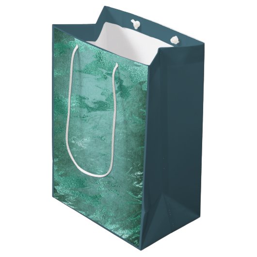Gesmolten Jade | Smaragdgroene Luxe Marmer Medium Cadeauzakje (Voorkant Gekanteld)