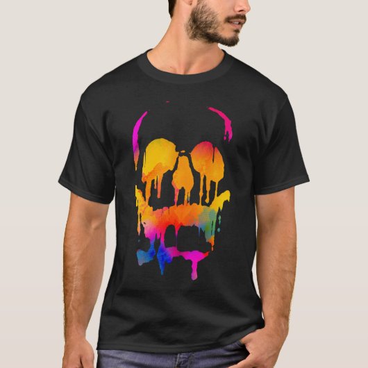 Gesmolten kleur schedel t-shirt (Voorkant)