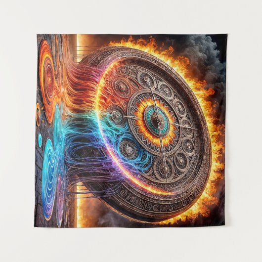 Gesmolten Klok van Vuur Wandkleed (Voorkant (horizontaal))