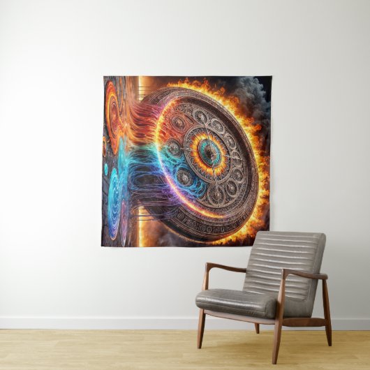 Gesmolten Klok van Vuur Wandkleed (In Situ (horizontaal))