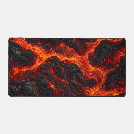Gesmolten lavastroom | Vulkanische brandtextuur Bureaumat (Voorkant)