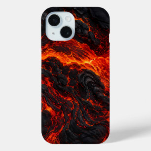 Gesmolten lavastroom Vulkanische brandtextuur iPhone 15 Case
