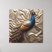 Gesmolten metalen bas-reliëf majestueuze pauw canvas afdruk (Voorkant)