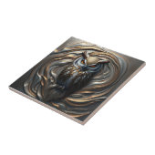 Gesmolten metallic goud en zilver gebeeldhouwde ui tegeltje (Zijkant)