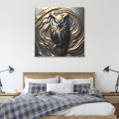 Gesmolten Metallic verguld Goud en Zilveren Uil Canvas Afdruk (Insitu (Slaapkamer))
