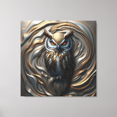Gesmolten Metallic verguld Goud en Zilveren Uil Canvas Afdruk (Voorkant)