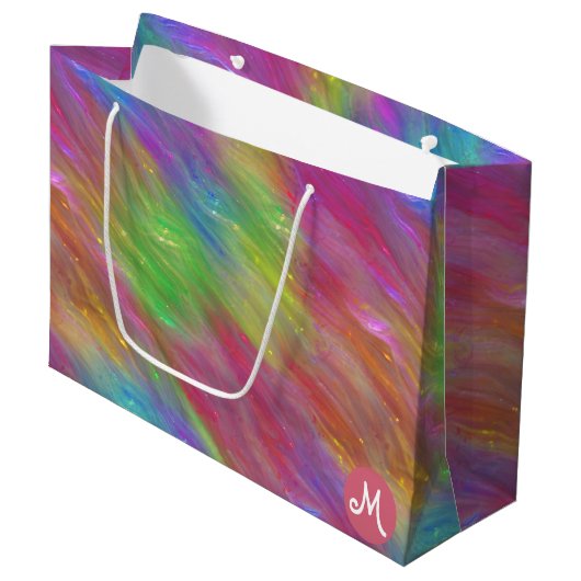 Gesmolten Rainbow Glass Monogram Gift Bag Groot Cadeauzakje (Voorkant Gekanteld)