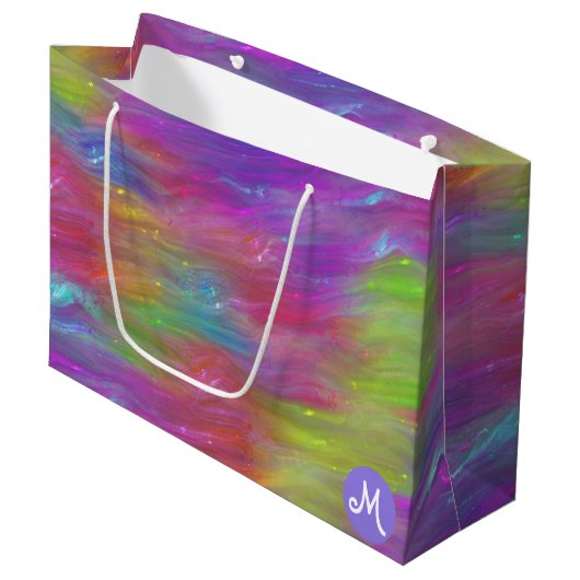 Gesmolten Rainbow Glass Monogram Gift Bag Groot Cadeauzakje (Voorkant Gekanteld)
