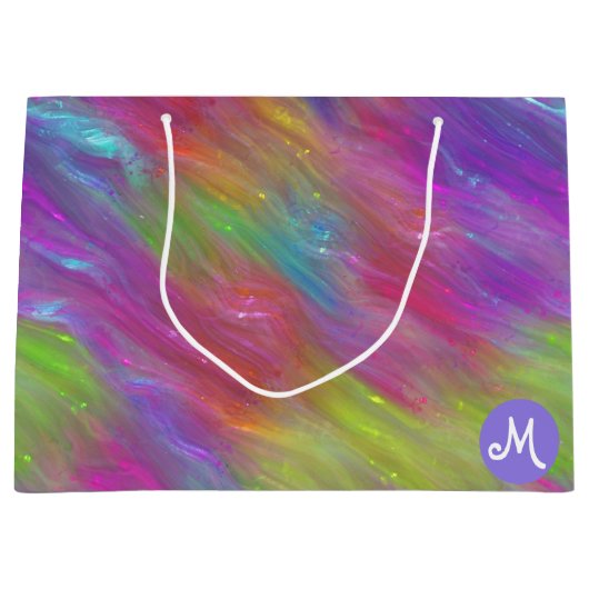 Gesmolten Rainbow Glass Monogram Gift Bag Groot Cadeauzakje (Voorkant)