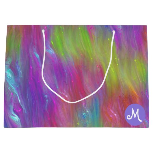 Gesmolten Rainbow Glass Monogram Gift Bag Groot Cadeauzakje (Voorkant)