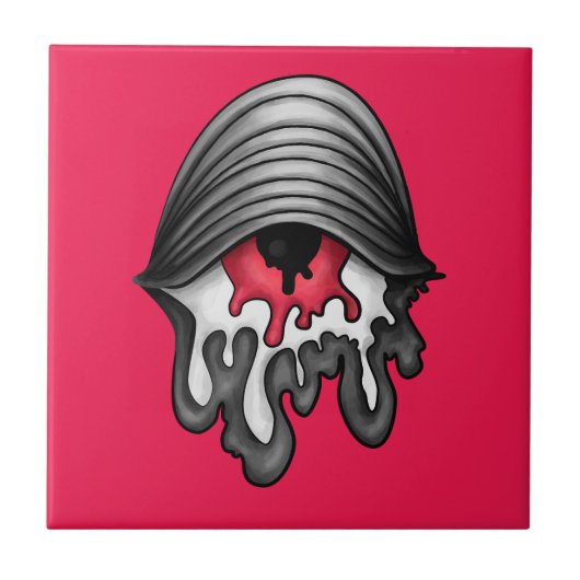 Gesmolten rode ogen: Surrealistische horror Tegeltje (Voorkant)