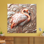 Gesmolten Roos Goud Koper Zilver Elegante Flamingo Canvas Afdruk (Insitu (Woonkamer))