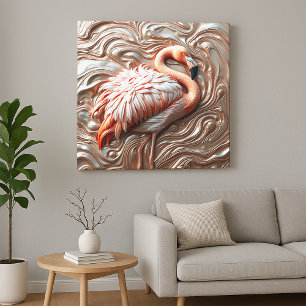 Gesmolten Roos Goud Koper Zilver Elegante Flamingo Canvas Afdruk