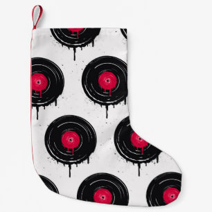 Gesmolten vinyl platen, artistiek patroon. kleine kerstsok