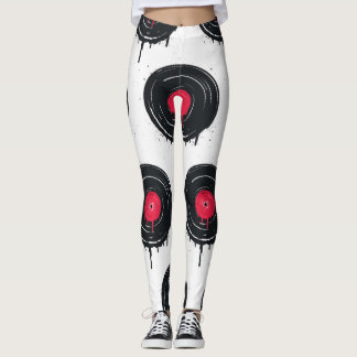 Gesmolten vinyl platen, artistiek patroon. leggings