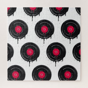Gesmolten vinyl platen, artistiek patroon. legpuzzel