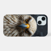 Gesmolten vogelportret iPhone 15 case (Achterkant horizontaal)