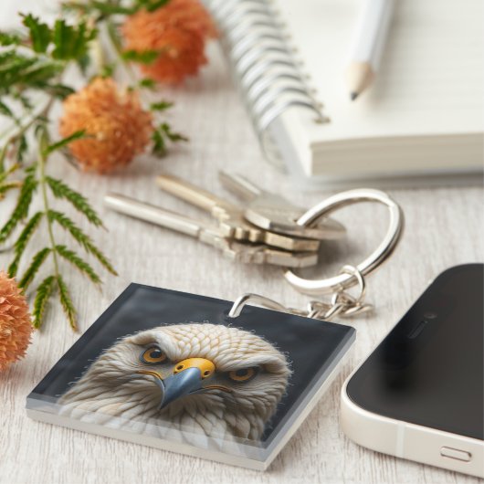 Gesmolten vogelportret sleutelhanger (Voorkant Rechts)