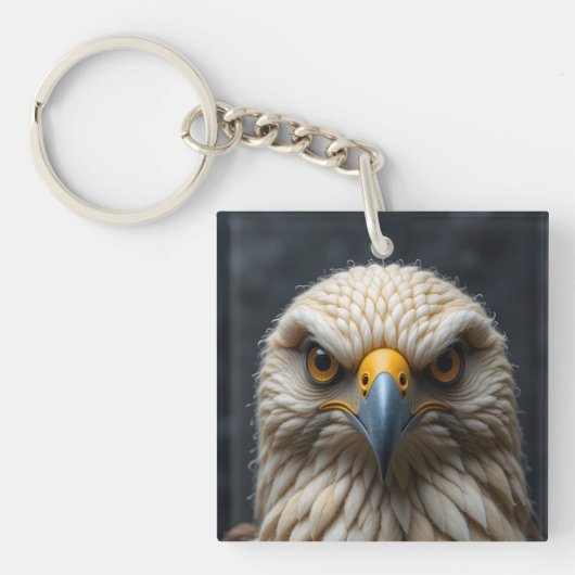 Gesmolten vogelportret sleutelhanger (voorkant)