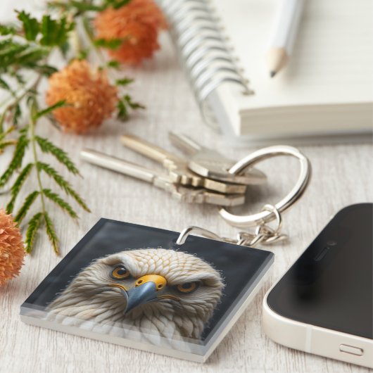 Gesmolten vogelportret sleutelhanger (Voorkant Rechts)