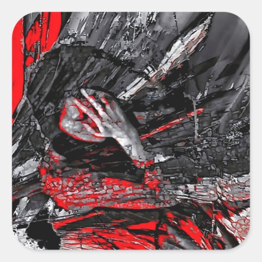 gesmolten ziel vierkante sticker (Voorkant)