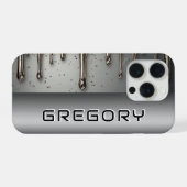 💎 Gesmolten Zilver Naam Kunst – Chroom Vloeibare iPhone Hoesje (Achterkant horizontaal)