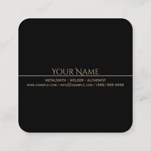 GESMOLTEN Zwart Tan Metalsmith Vierkante Visitekaartje (Achterkant)